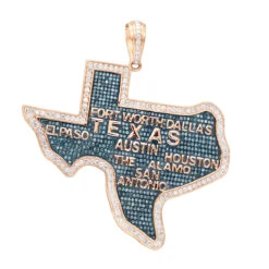 10K White Gold Texas State Map Blue Diamond Pendant 4.95ct -H'Hen Sale Store 10k gold texas state map blue diamond pendant 495ct ro