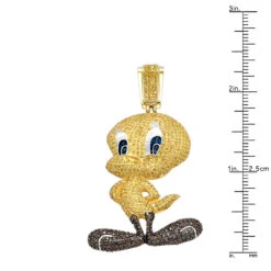 10K Yellow Gold Tweety Bird Diamond Pendant 4.11ct -H'Hen Sale Store 10k gold tweety bird diamond pendant 411ct p 6811 ruler yellow