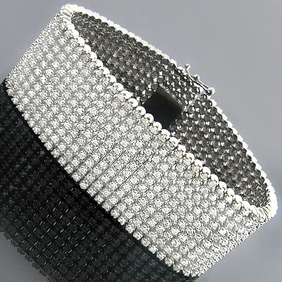 10K White Gold Men's Round Prong Diamond Cuff Bracelet 10 Row 22.25 3 10K White Gold Men's Round Prong Diamond Cuff Bracelet 10 Row 22.25