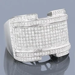 10K White Gold Pave Men's Diamond Ring 1.61ct