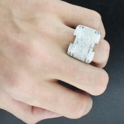 10K White Gold Pave Men's Diamond Ring 1.61ct -H'Hen Sale Store 10k pave mens diamond ring 161ct p 38806bod