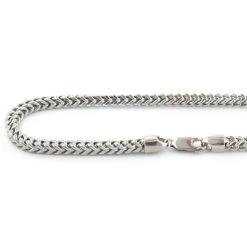 Men's Solid 10K White Gold Franco Chain Necklace 26-40in,4mm