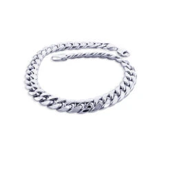 10K White Gold Miami Cuban Link Curb Chain Bracelet 9mm 7.5-9in