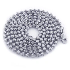 Men's 10K White Gold Moon Cut Bead Chain 3mm; 22-40in