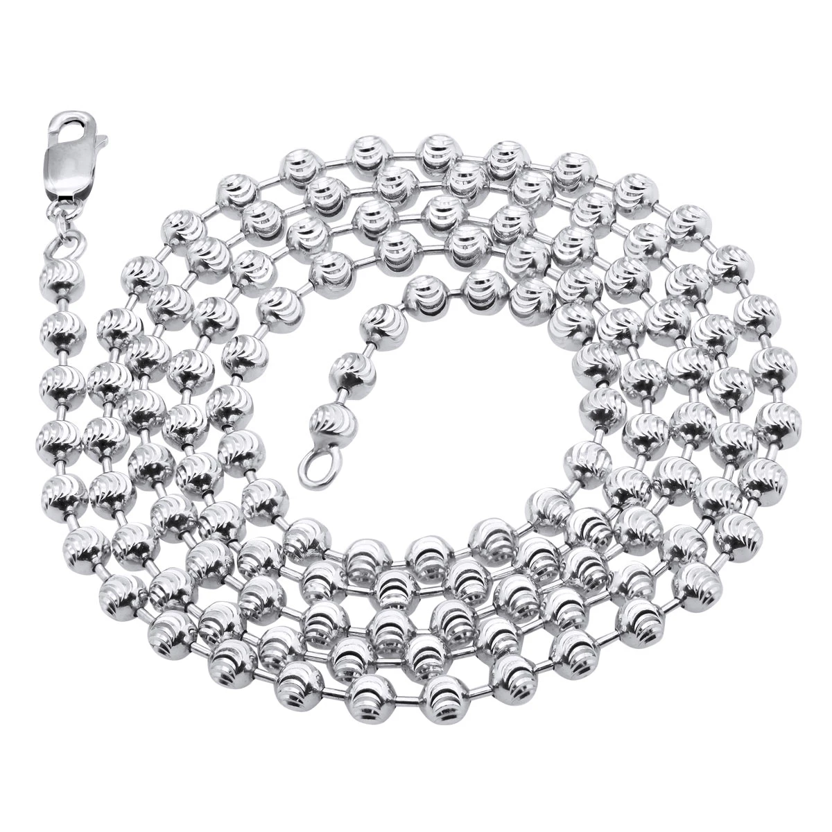10K White Gold Moon Cut Chain 5mm 22-40in 6 10K White Gold Moon Cut Chain 5mm 22-40in - Image 4