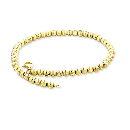 Ball 10K Yellow Gold Moon Cut Chain Bracelet 5mm 7.5-9in 3 Ball 10K Yellow Gold Moon Cut Chain Bracelet 5mm 7.5-9in