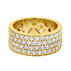 10mm Wide Band 14K White Gold 4 Rows Round Diamond Eternity Ring For Men & Women 5.5ct -H'Hen Sale Store 10mm wide band 14k gold 4 rows round diamond eternity ring for men women 55ct 018021 backye