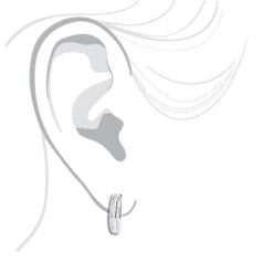 Single 14K White Gold Baguette Diamond Hoop Earring For Men 0.25ct -H'Hen Sale Store 14 k gold baguette diamond hoop earring 025ct 3