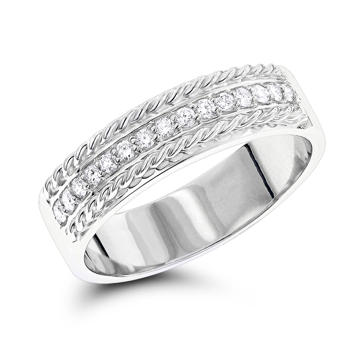 14 Karat Solid 14K White Gold Round Diamond Wedding Band 0.33ct 3 14 Karat Solid 14K White Gold Round Diamond Wedding Band 0.33ct