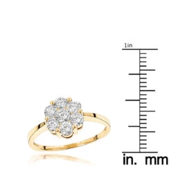 14K Yellow Gold 7 Stone 1 Carat Diamond Cluster Ring For Women By Luxurman -H'Hen Sale Store 14k 7 stone diamond cluster ring 110ct p 22510 rulerye