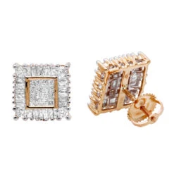 14K Yellow Gold Baguette Princess & Round Diamond Earrings 1.01ct 9 14K Yellow Gold Baguette Princess & Round Diamond Earrings 1.01ct -H'Hen Sale Store 14k baguette princess round diamond earrings 101ct p 88 ro