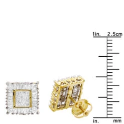 14K Yellow Gold Baguette Princess & Round Diamond Earrings 1.01ct 11 14K Yellow Gold Baguette Princess & Round Diamond Earrings 1.01ct -H'Hen Sale Store 14k baguette princess round diamond earrings 101ct p 88 rulerye
