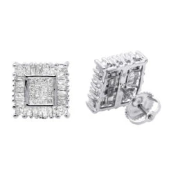 14K Yellow Gold Baguette Princess & Round Diamond Earrings 1.01ct 8 14K Yellow Gold Baguette Princess & Round Diamond Earrings 1.01ct -H'Hen Sale Store 14k baguette princess round diamond earrings 101ct p 88 wh