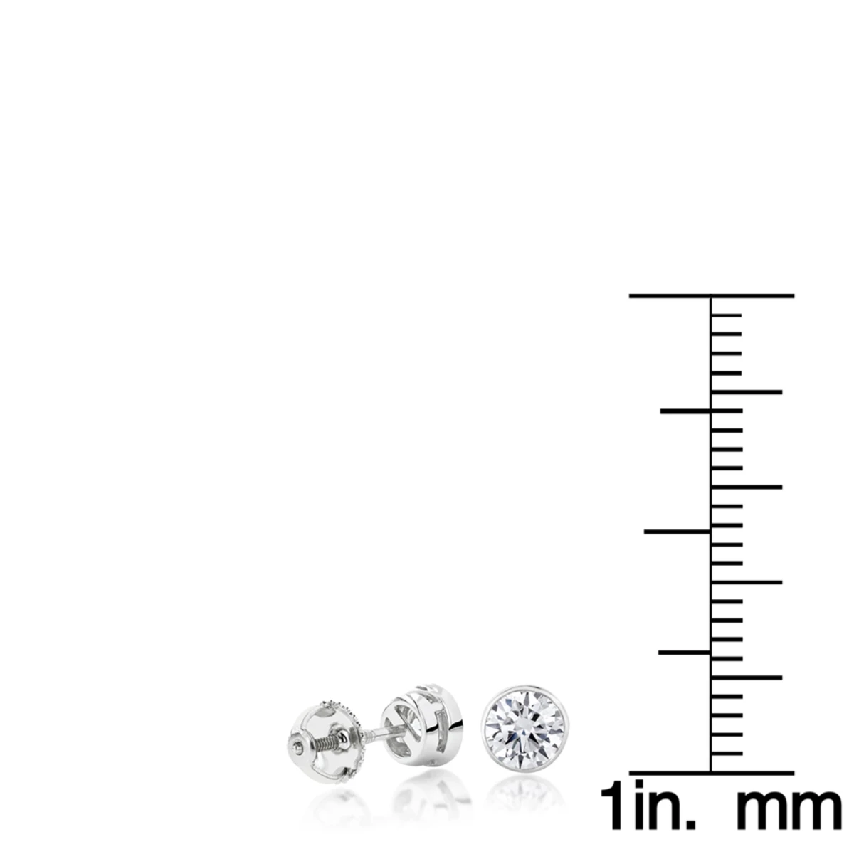 14K White Gold Bezel Set Diamond Stud Earrings Round Cut 0.75ct 8 14K White Gold Bezel Set Diamond Stud Earrings Round Cut 0.75ct - Image 6