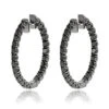 14K Black Plated Gold Black Diamond Hoop Earrings 3.15ct