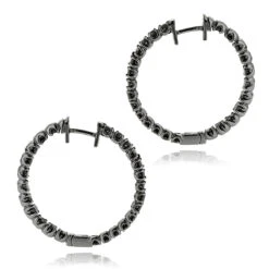 14K Black Plated Gold Black Diamond Hoop Earrings 3.15ct -H'Hen Sale Store 14k black diamond hoop earrings 315ct p 35673back