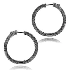 14K Black Plated Gold Black Diamond Hoop Earrings 5.91ct -H'Hen Sale Store 14k black diamond hoop earrings 591ct p 35683 backbl
