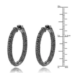 14K Black Plated Gold Black Diamond Hoop Earrings 5.91ct -H'Hen Sale Store 14k black diamond hoop earrings 591ct p 35683 rulerbl