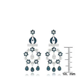 14K White Gold Blue Diamond Flower Chandelier Earrings 1.61ct -H'Hen Sale Store 14k blue diamond flower chandelier earrings 161ct p 22365 rulerwh