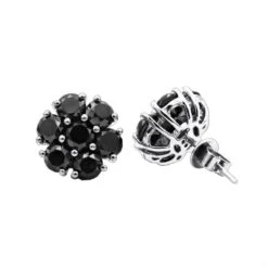 14K Black Plated Gold Cluster Black Diamond Stud Earrings 4.32ct -H'Hen Sale Store 14k cluster black diamond stud earrings 432ct p 35681 wh
