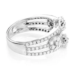 14K White Gold Cluster Diamond Flower Ring 1.19ct -H'Hen Sale Store 14k cluster diamond flower ring 119ct p 41167 backwh