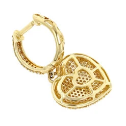 14K Yellow Gold Dangle Diamond Heart Earrings For Women 1.5ct -H'Hen Sale Store 14k dangle diamond heart earrings 195ct p 22378 backye