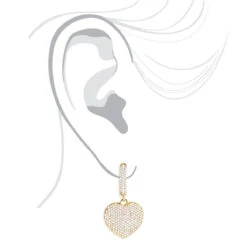 14K Yellow Gold Dangle Diamond Heart Earrings For Women 1.5ct -H'Hen Sale Store 14k dangle diamond heart earrings 195ct p 22378 bodye
