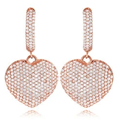 14K Yellow Gold Dangle Diamond Heart Earrings For Women 1.5ct -H'Hen Sale Store 14k dangle diamond heart earrings 195ct p 22378 ro