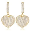 14K Yellow Gold Dangle Diamond Heart Earrings For Women 1.5ct