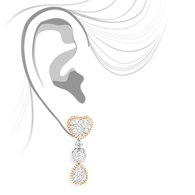 14K White Gold Dangle Diamond Heart Earrings 3ct By LUXURMAN 4 14K White Gold Dangle Diamond Heart Earrings 3ct By LUXURMAN - Image 2