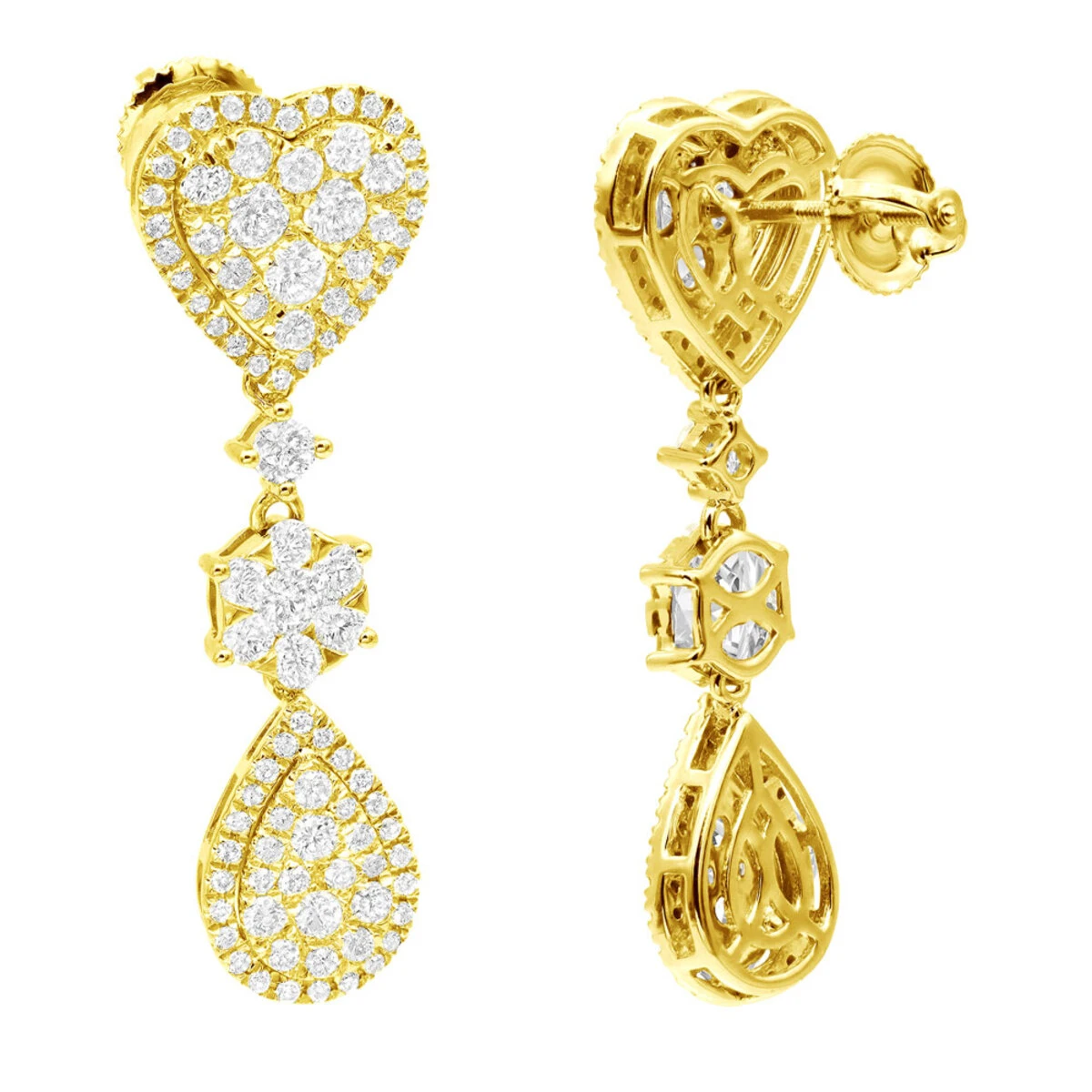 14K White Gold Dangle Diamond Heart Earrings 3ct By LUXURMAN 9 14K White Gold Dangle Diamond Heart Earrings 3ct By LUXURMAN - Image 7