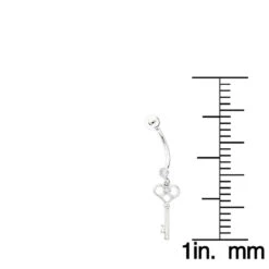 14K White Gold Dangling Key Diamond Belly Button Ring .14ct -H'Hen Sale Store 14k dangling key diamond belly button ring 14ct p 35765 rulerwh