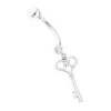 14K White Gold Dangling Key Diamond Belly Button Ring .14ct -H'Hen Sale Store 14k dangling key diamond belly button ring 14ct p 35765 wh