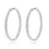 14K White Gold Dazzling 2 Inch Diamond Hoop Earrings Inside Out 7ct