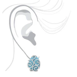 14K White Gold Designer Diamond And Turquoise Earrings 1.10ct -H'Hen Sale Store 14k designer diamond and turquoise earrings 110ct p 15bod