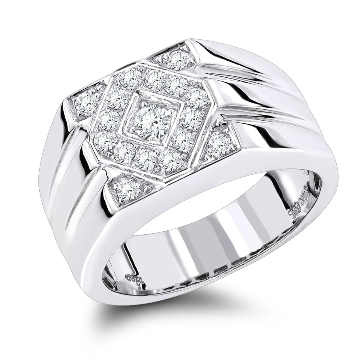 14K White Gold Designer Diamond Ring 0.65ct 3 14K White Gold Designer Diamond Ring 0.65ct