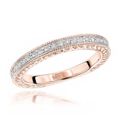 Thin Antique Style 14K White Gold Designer Diamond Wedding Band For Women 0.19ct -H'Hen Sale Store 14k designer diamond wedding band 019ct p 35072 ro