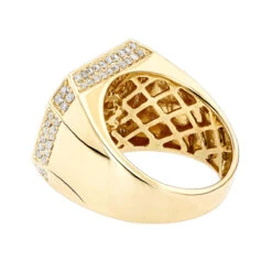 14K Yellow Gold Designer Men's Diamond Ring 2.66ct -H'Hen Sale Store 14k designer mens diamond ring 266ct p 40398 backye