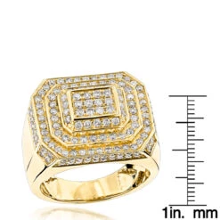 14K Yellow Gold Designer Men's Diamond Ring 2.66ct -H'Hen Sale Store 14k designer mens diamond ring 266ct p 40398 rulerye