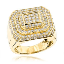 14K Yellow Gold Designer Men's Diamond Ring 2.66ct