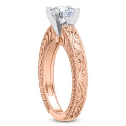 14K White Gold Designer Vintage Diamond Solitaire Engagement Ring 0.50ct -H'Hen Sale Store 14k designer vintage diamond solitaire engagement ring 050ct p 35090 back rose 20220426