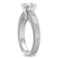 14K White Gold Designer Vintage Diamond Solitaire Engagement Ring 0.50ct -H'Hen Sale Store 14k designer vintage diamond solitaire engagement ring 050ct p 35090 back white 20220426