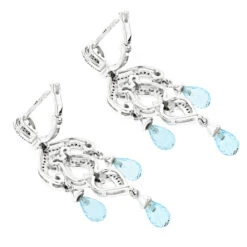 14K White Gold Diamond Chandelier Earrings Blue Topaz 0.37ct -H'Hen Sale Store 14k diamond chandelier earrings blue topaz 037ct p 22416 backwh
