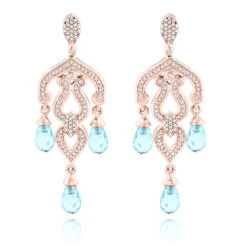 14K White Gold Diamond Chandelier Earrings Blue Topaz 0.37ct -H'Hen Sale Store 14k diamond chandelier earrings blue topaz 037ct p 22416 ro