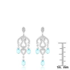 14K White Gold Diamond Chandelier Earrings Blue Topaz 0.37ct -H'Hen Sale Store 14k diamond chandelier earrings blue topaz 037ct p 22416 rulerwh