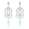 14K White Gold Diamond Chandelier Earrings Blue Topaz 0.37ct