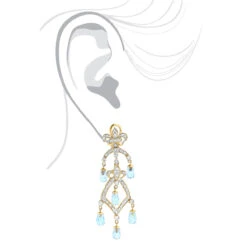 14K Yellow Gold Diamond Chandelier Earrings Blue Topaz 0.55ct -H'Hen Sale Store 14k diamond chandelier earrings blue topaz 055ct p 22335 bodye