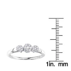 Thin 14K White Gold Diamond Cluster For Women Ring Past Present Future 0.25ct -H'Hen Sale Store 14k diamond cluster ring past present future 030ct p 58 rulerwh