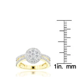 14K Yellow Gold Diamond Flower Cluster Ring For Women 1 Carat -H'Hen Sale Store 14k diamond flower cluster ring 095ct p 40450 rulerye