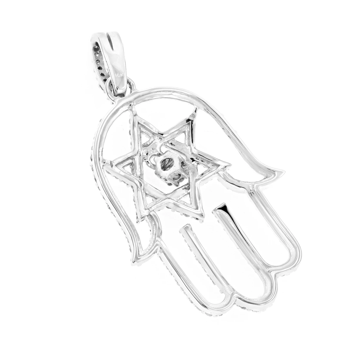 14K Yellow Gold Diamond Hamsa Star Of David Pendant 0.58ct 6 14K Yellow Gold Diamond Hamsa Star Of David Pendant 0.58ct - Image 4